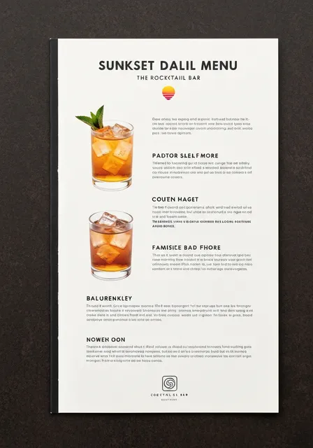 Cocktail menu