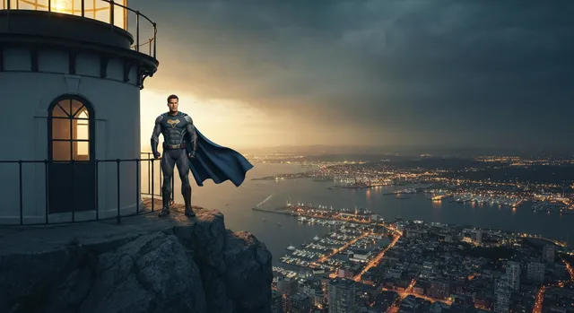 Hero over the city
