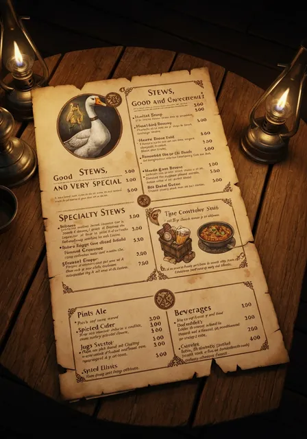 Tavern menu